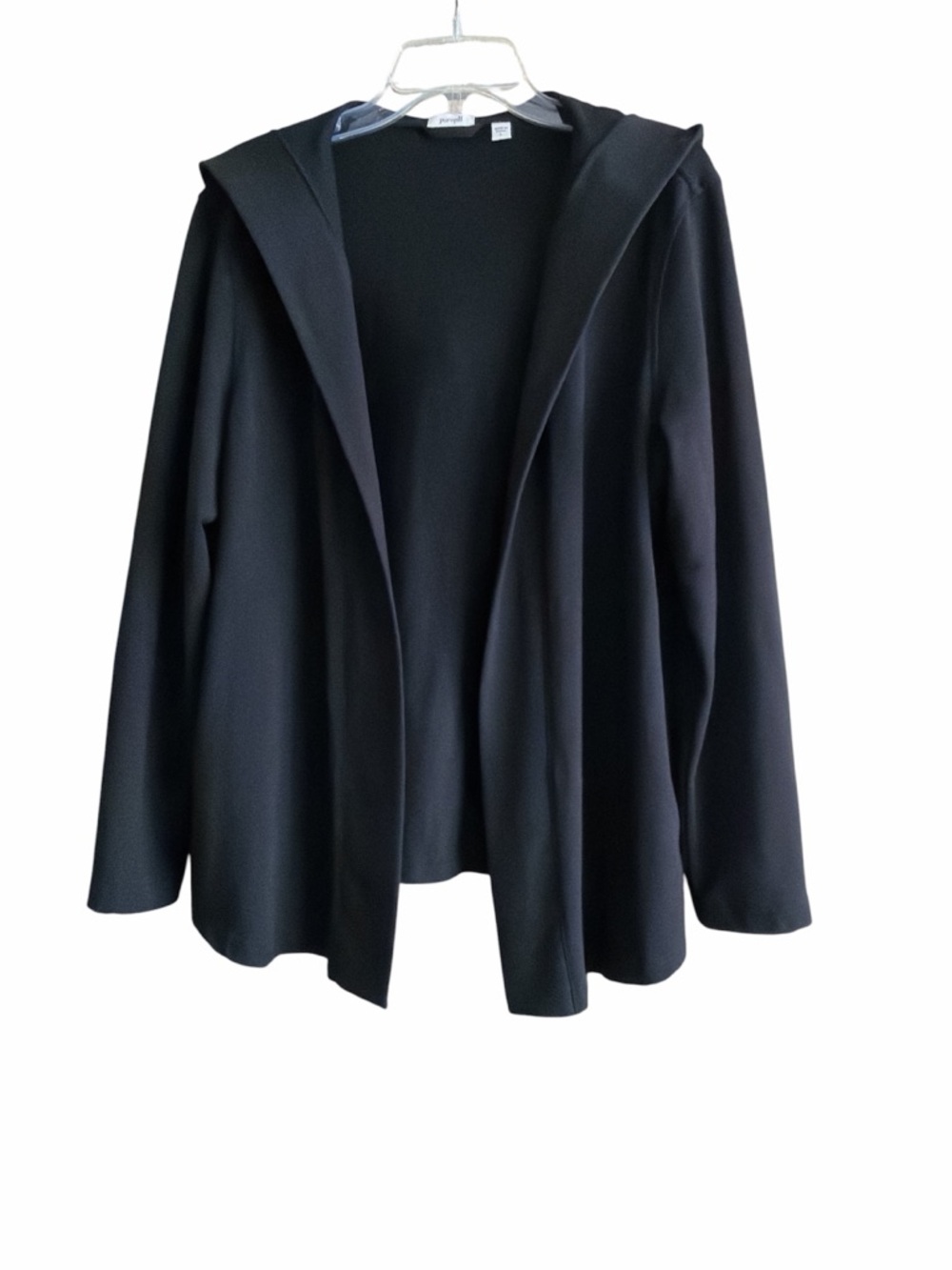 Black Hooded Open Front Jacket